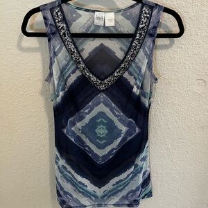 INC Beach Sleeveless Top with Beaded Neckline Y2K